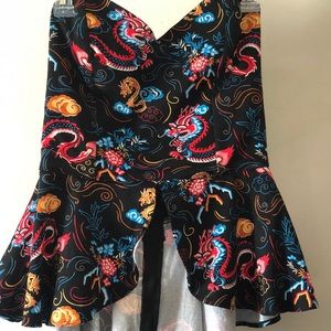 RAINBOW DRAGON DESIGN STRAPLESS HIGH LOW TOP